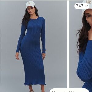 Anthropologie Royal Blue Long Sleeve Dress